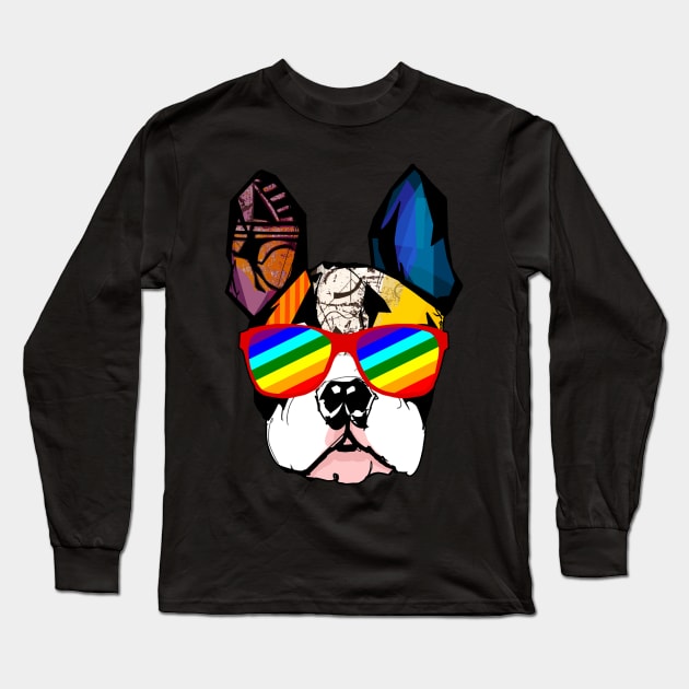 French Bulldog Gay Pride Flag LGBT Rainbow Sunglasses Tank Top Long Sleeve T-Shirt by Simpsonfft